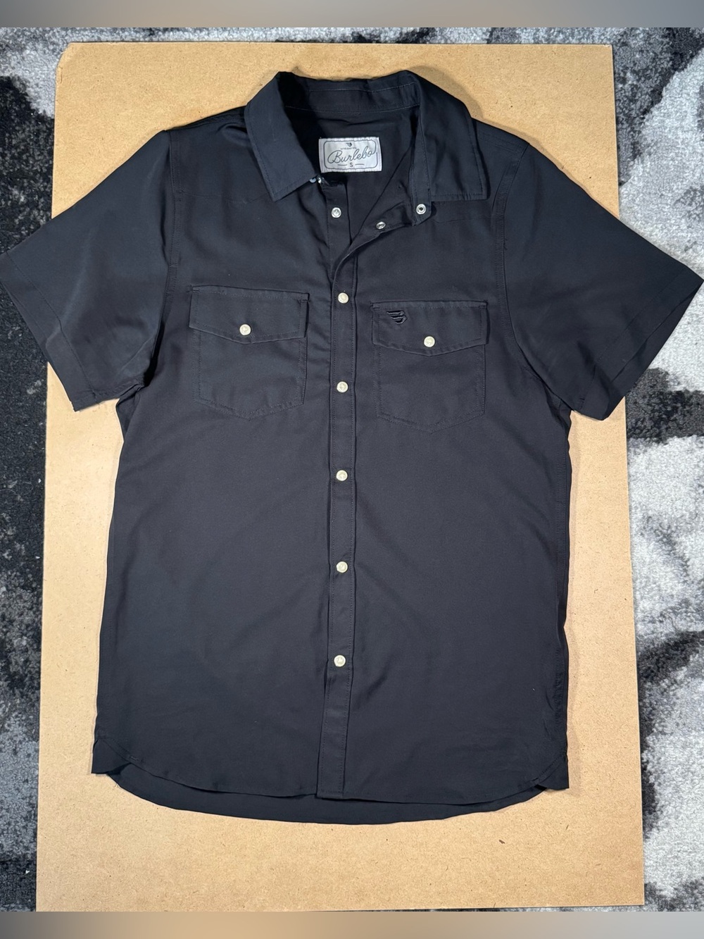 Burlebo Black Short Sleeve Button Up Shirt Men’s Small